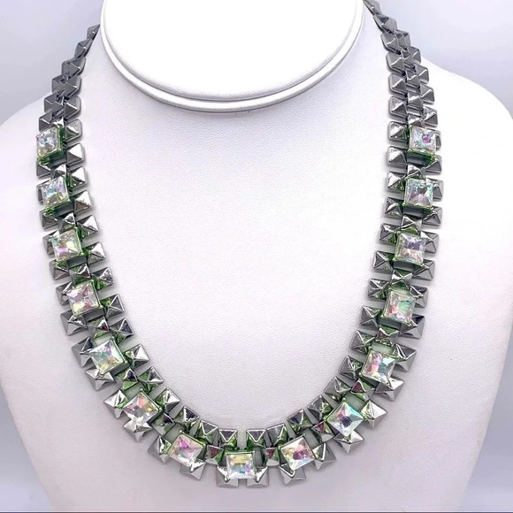 J. Crew Aurora Borealis Crystal Silver Necklace - Picture 1 of 4